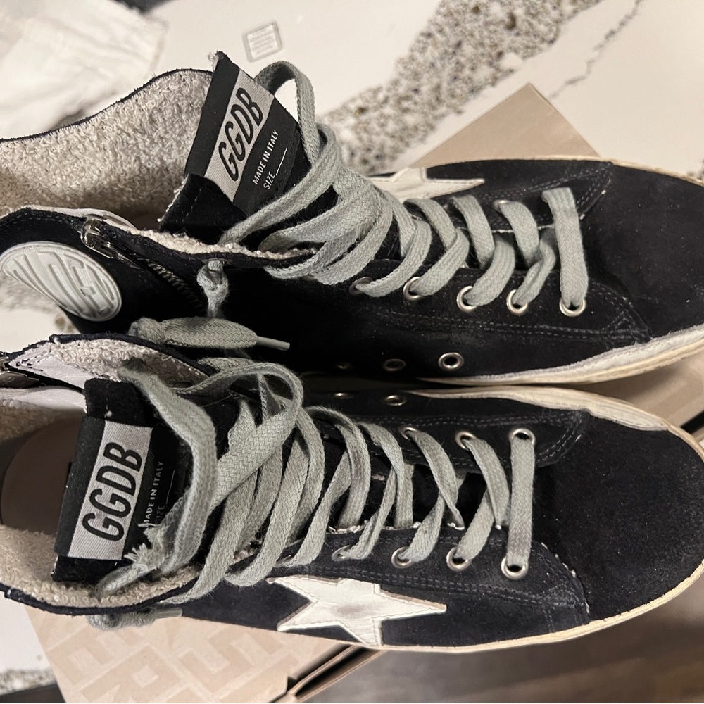 Golden Goose Black and White High-Top Sneakers